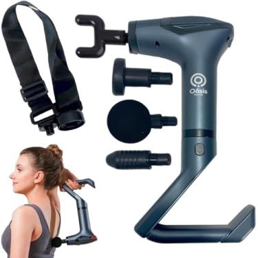 Imagem de Pistola Massageadora Muscular 3 em 1 com Alça Alívio Profundo 12 Velocidades 4 Cabeças Painel Digital LED Bateria 2000mAh Massagem Miofascial para Atletas e Relaxamento