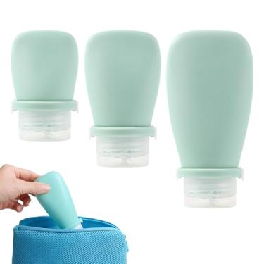 Imagem de Garrafas de viagem para artigos de higiene pessoal | Recipientes de higiene pessoal tamanho viagem, 3 peças, acessórios cosméticos de silicone recarregáveis, vazios para xampu, condicionador de cabelo