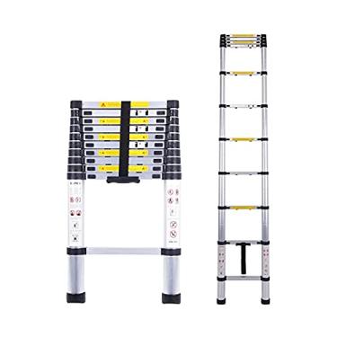 Imagem de HYUIO Escada de extensão telescópica de alumínio 1,4 m 6,2 m escada dobrável portátil multiuso com capacidade de carga de 150 kg