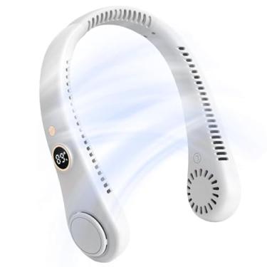 Imagem de Ventoinhas de pescoço recarregáveis, portátil, ventoinha mãos-livres, sem folhas, recarregável, design de fone de ouvido, ventiladores de refrigeração alimentados por USB para mulheres e homens, 5