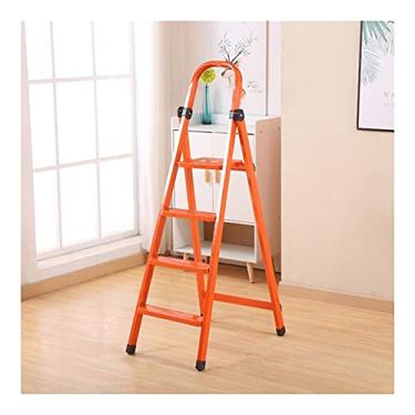 Imagem de Escadas dobráveis escada de degrau 4 degraus escada dobrável escada de metal portátil com pega e pedal largo não escorregadio escada para casa escada resistente (cor: 1 peça escada C) (1 peça escada B