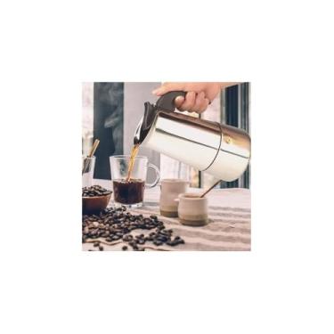 Imagem de Cafeteira Italiana Express em Aço Inox, 9 Xícaras, 10cm x 19cm, Método Tradicional Europeu, Sistema de Pressão
