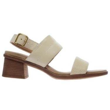 Imagem de Sandália Salto Couro Feminina Usaflex AK3303002 Bege-Feminino