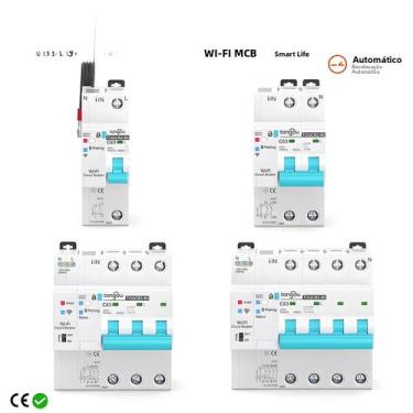 Imagem de Disjuntor Inteligente WiFi TUYA MCB Com Controle Remoto, Temporizador 