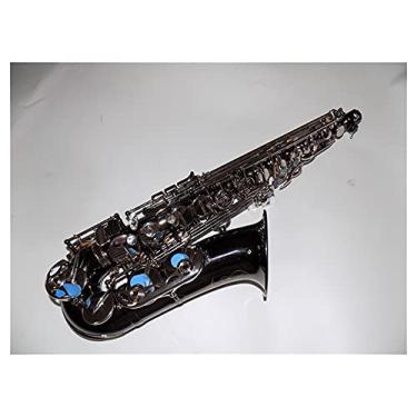 Imagem de Saxofone Profissional Sax Alto Nichel Nero Con Il Caso EB Saxofone Alto Giallo Corpo em Ottone Strumenti Musicali Professional Brass Sax Kit para iniciantes