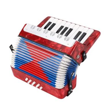 Imagem de Cryfokt Acordeão Iniciante de 17 Teclas Com 8 Botões de Baixo, Concertina Leve e Fácil de Aprender para Crianças, Melhora o Talento Musical (Vermelho)