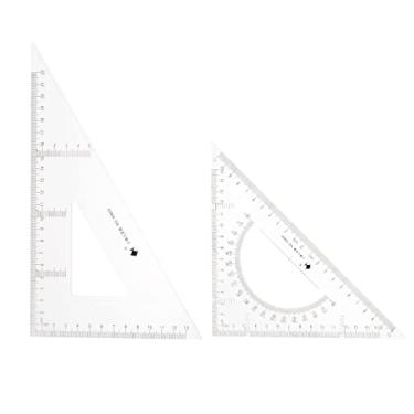 Imagem de Generic Conjunto quadrado de régua triangular de 22 cm, 30/60 e 45/90 graus, ferramentas de medição para salas de aula, escritório, transparente