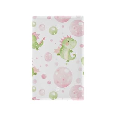 Imagem de SEHANY Capa de parede de tomada dupla de dinossauro engraçado, tamanho padrão e à prova de calor, placas decorativas para decoração de escritório doméstico (11,5 cm x 7 cm)