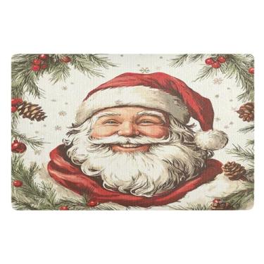 Imagem de SEHANY Tapete de porta de inverno Papai Noel Natal para todos os climas, impermeável, secagem rápida, bem-vindo, tapete de entrada antiderrapante, tapete decorativo de poliéster para entrada, varanda
