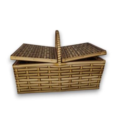 Imagem de Cesto Organizador de Bambu Tamanho G – Cesta Multiuso para Armazenar Roupas, Brinquedos ou Decorar Qualquer Ambiente (Capuccino Envelhecido)