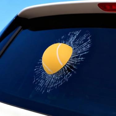 Imagem de Adesivo engraçado 3D de vidro quebrado janela de carro tênis bola de golfe acertos decalque de vidro autoadesivo adesivos de carro acessórios de pegadinha (02 tênis amarelo)