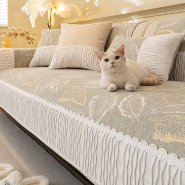 Imagem de HGTRH Capa de sofá para animais de estimação resistente a pelos, capas de sofá seccionais laváveis, antiderrapantes em forma de L, capa de sofá de chenille não enruga facilmente verde 110 x 110