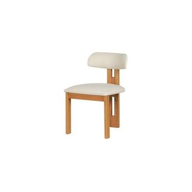 Imagem de Cadeira de Jantar Estofada Trina - Tecido Bege - Meu Móvel de Madeira Bege