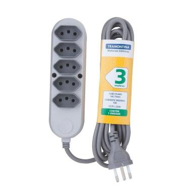 Imagem de Extensão Tramontina Múltipla 5 Tomadas 2P+T 10A 3m
