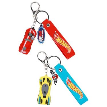 Imagem de Concept One Hot Wheels Conjunto de chaveiro de carro 3D, acessórios para chaveiros para bolsas e mochilas, pingentes com alças de logotipo de silicone, vermelho e amarelo