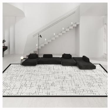 Imagem de SPXMQSS Tapete de sala de estar, tapetes para quarto, ultramacios, para sala de estar, antiderrapante, não cai, lavável na máquina - preto/branco