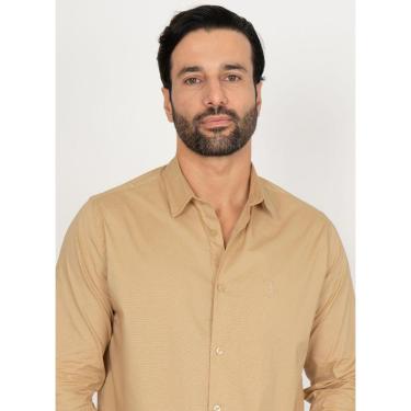 Imagem de Camisa Aleatory Slim Fit Lisa Lycra Khaki-Masculino