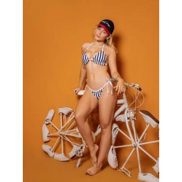 Imagem de Biquíni Listrado Azul Marinho Marina - Elegante e Clássico - Perola e 