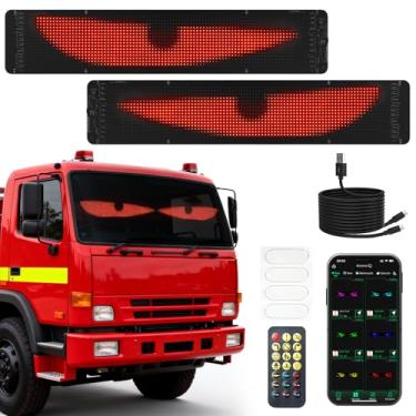Imagem de 2 peças olho do diabo para para-brisas de carros, LED programável flexível de 59,9 cm x 12 cm, aplicativo DIY e controle remoto, painel matricial de LED alimentado por USB para SUVs e caminhões