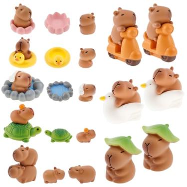 Imagem de ZJMCAJY 26 peças mini capivara estatueta resina animal capivara miniatura para decoração de bolo de jardim de fadas DIY musgo paisagem