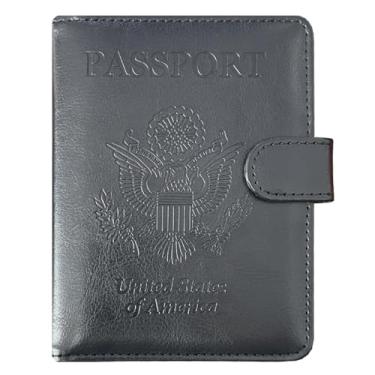 Imagem de Capa para passaporte, carteira protetora ACdream de couro premium com bloqueio de RFID para passaporte/cartão de crédito/passagem aérea,, Preto
