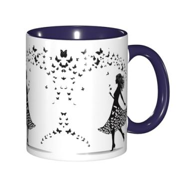 Imagem de Zeraoke Caneca de café criativa com estampa de borboletas de dança, personalizada, presente para a família, tamanho de 325 ml, unissex