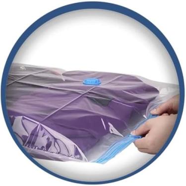 Imagem de Sacos de armazenamento a vacuo, embalagem protetora para roupas, organizado, portatil, azul