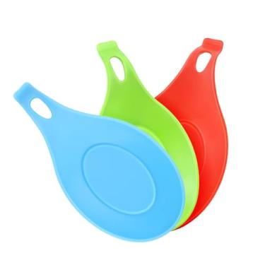 Imagem de SQXBK 3 peças de descanso de colher de silicone de fácil limpeza de 197 mm para segurar pinças/espátulas e servir sobremesas/lanches/aperitivos