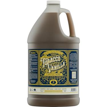 Imagem de Castile Sabonete líquido corporal para pele sensível – xampu natural para homens com azeite de oliva, manteiga de cacau e óleo de coco – tabaco baunilha por Carolina Castile (tabaco baunilha, 1 galão)
