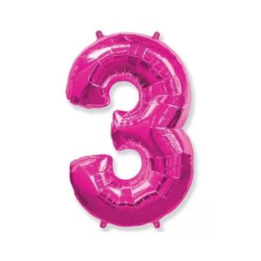 Imagem de Balao metalizado 75cm rosa numero 3 - Warna