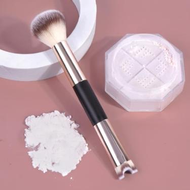 Imagem de Um pincel de maquiagem de ponta dupla para blush e contorno nasal, cerdas sintéticas macias para aplicação precisa (preto dourado)