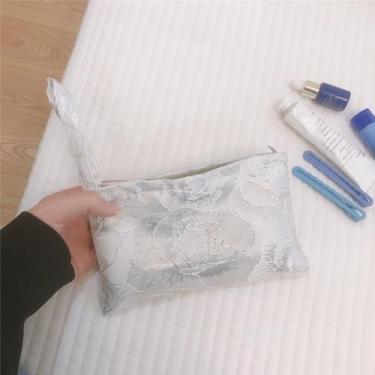 Imagem de Bolsa de telefone de lona jacquard rosa dourada – Mini bolsa de mão, bolsa de armazenamento multifuncional para cartões e pequenos itens essenciais, Prata