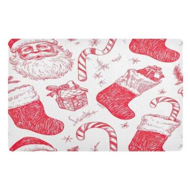 Imagem de STAYTOP Lindo tapete de porta de Papai Noel, entrada externa, 81 x 50 cm, tapete de boas-vindas ao ar livre/interno, tapetes de banho fofos, capacho frontal antiderrapante para entrada, pátio, áreas