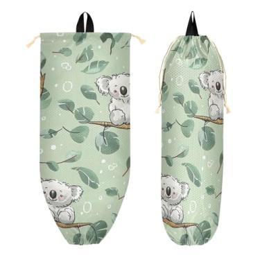 Imagem de xigua Suporte de parede para saco plástico de folha de coala com cordão, 1 pacote, organizador de sacolas de compras reutilizável para bolsas, meias, roupas íntimas e gravatas