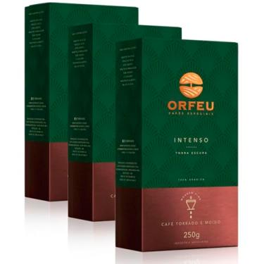 Imagem de Café Moído Premium Orfeu Intenso Kit 3 Pacotes de 250g