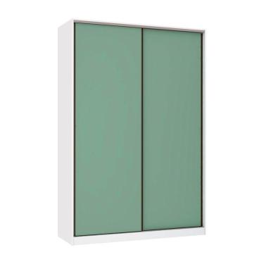 Imagem de Guarda Roupa 2 Portas De Correr 159cm Branco Com Verde Jade