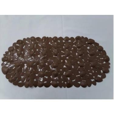 Imagem de Tapete de Banheiro Antiderrapante Moderno com Ventosa Retangular para Box e Chuveiro (537 Marrom)