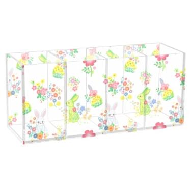 Imagem de Burbuja Porta-canetas coloridas de acrílico com 4 compartimentos, suporte de lápis transparente para pincéis de maquiagem, acessórios de mesa de escritório em casa