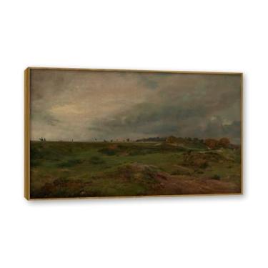 Imagem de NHLDZYH Moldura de Teca. John Constable - (paisagem 70), quadro de tela de romance inglês, paisagem atmosférica, arte de parede com moldura para biblioteca ou sala. 80x130cm