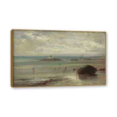 Imagem de NHLDZYH Moldura de Teca. John Constable - (paisagem 78), quadro de tela de romance inglês, paisagem atmosférica, arte de parede com moldura para biblioteca ou sala. 40x64cm