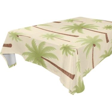 Imagem de Burbuja Toalha de mesa de coqueiros, toalha de mesa quadrada anti-rugas grossa para decoração de jantar, cozinha, festa, 137 x 137 cm