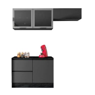 Imagem de Armario de Cozinha Etna com 4 Portas 3 Gavetas e Rodapé - Loja DoceLar