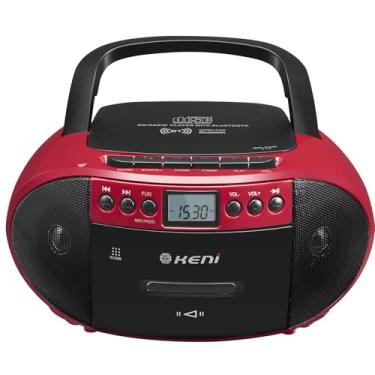 Imagem de G Keni Combo Boombox portátil de CD e cassete, gravador casette com controle remoto, rádio AM FM, reprodução USB com conector de fone de ouvido, alto-falante Bluetooth de 5,1 V, alimentado por bateria