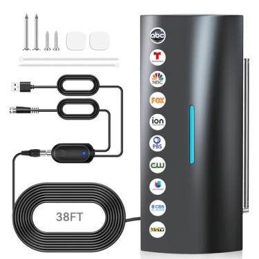 Imagem de Antena de TV mais forte com alcance de 2800 milhas, antena digital 2026 para Smart TV interna com amplificador, recepção de longo alcance de 360° canais locais HD - Cabo coaxial de 90 m - Suporta 8K