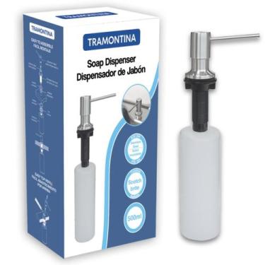 Imagem de Dosador De Sabão Detergente Embutir Aço Inox 500ml Tramontina