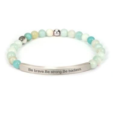 Imagem de cusurlove Pulseira Cristã Inspiradora para Mulheres, Banhado a Ouro 18 K, Biblia Versículo com Contas Amazonita, Presente de Fé Religiosa para Mãe, Filha, Irmã, Amiga, Medium, Pedra Aço inoxidável