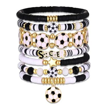 Imagem de BVGA Pulseiras de Dia de Jogo para Mulheres Empilháveis Beisebol Basquete Futebol Futebol com Contas Roupas de Dia de Jogo Acessórios Joias Esportivas Lembranças de Festa Presentes, Large, Miçangas