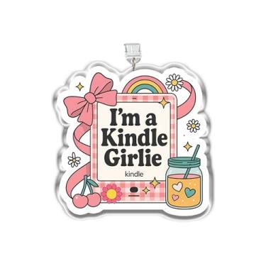 Imagem de MEIYSTICK Amuleto de plugue de poeira I'm A Kindle Girlie, pingente Kindle, pingentes de plugue de pó de acrílico tipo C ou relâmpago, pingentes de acessórios Kindle, amantes de leitura, presentes de