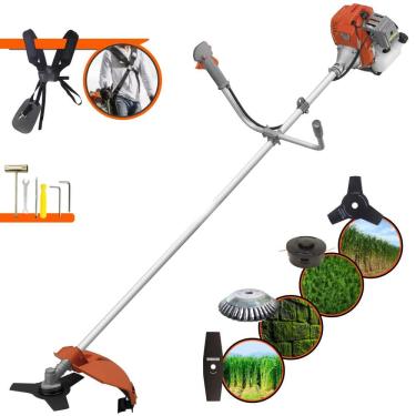 Imagem de Podador de Grama Completo Tekna RL520ACG2 À Gasolina 2T 52cc 2HP 4 Opções de Corte Com Faca 2 Pontas, Faca 3 Pontas, Escova de Aço e Carretel