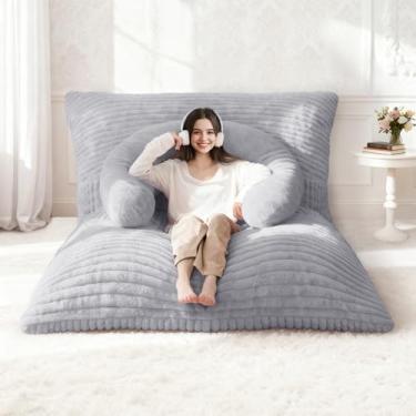 Imagem de Homguava Cadeira gigante para adultos com travesseiro, almofada conversível 4 em 1 para Adluts, espreguiçadeira com espuma de memória com capa lavável para sala de estar, quarto